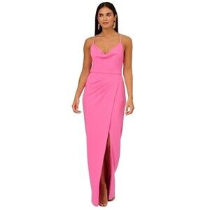 Adrianna by Adrianna Papell Women's Crepe Cowlneck Sleeveless sheath Gown Pink 4